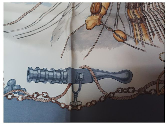 Sciarpa Hermès Caravel in seta blu - vista 5