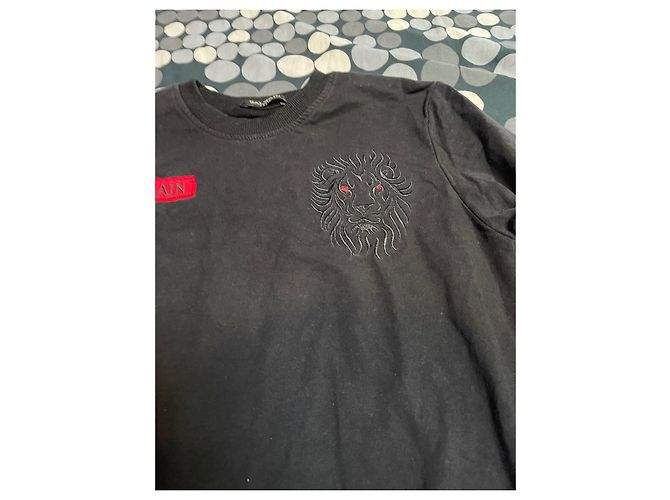 Pull Balmain avec logo tête de lion noir coton - vue 2