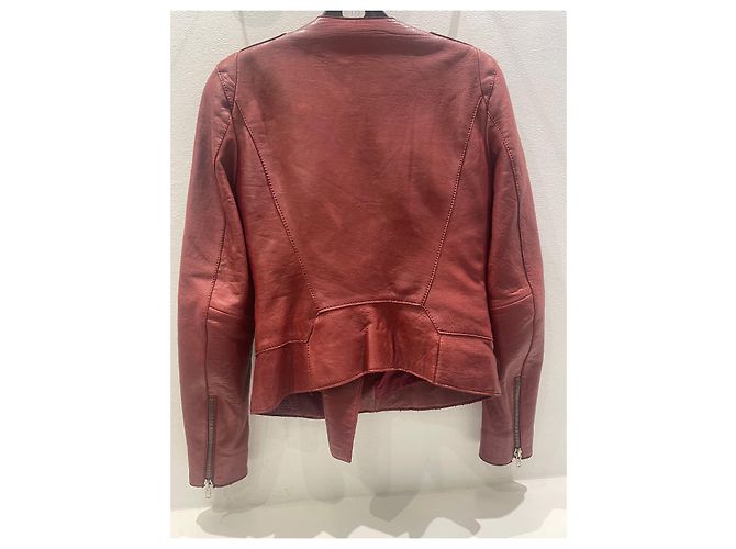 Maje Lederjacke Dunkelrot Bordeaux - Ansicht 2