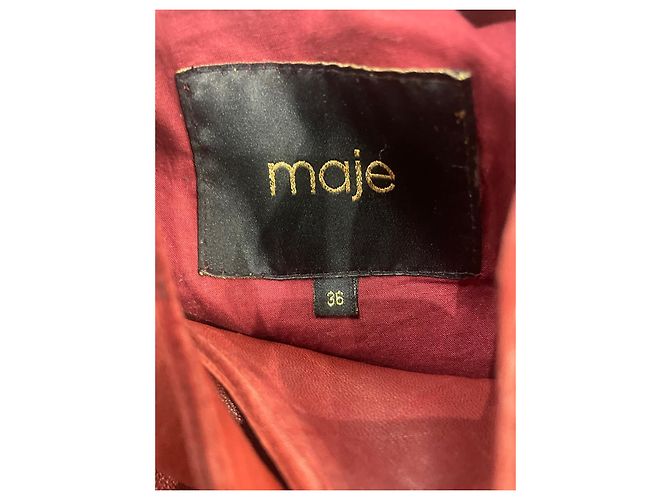 Maje Lederjacke Dunkelrot Bordeaux - Ansicht 3