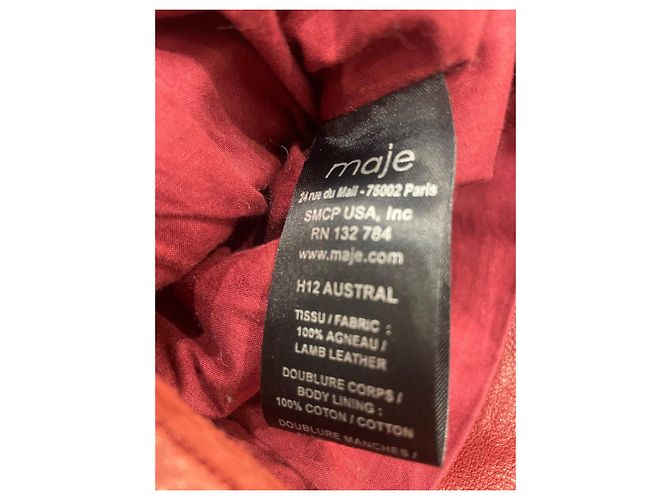 Maje Lederjacke Dunkelrot Bordeaux - Ansicht 4