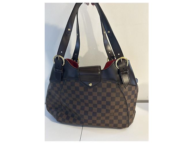Borsa a mano Louis Vuitton Sistina in pelle marrone - vista 2
