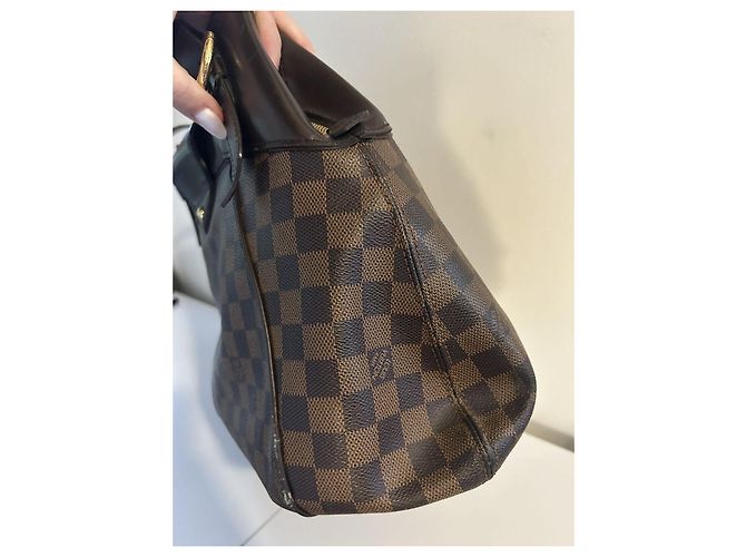 Borsa a mano Louis Vuitton Sistina in pelle marrone - vista 3