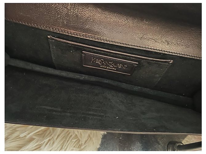 Borsa Pochette Yves Saint Laurent in Pelle Marrone Scuro - vista 4