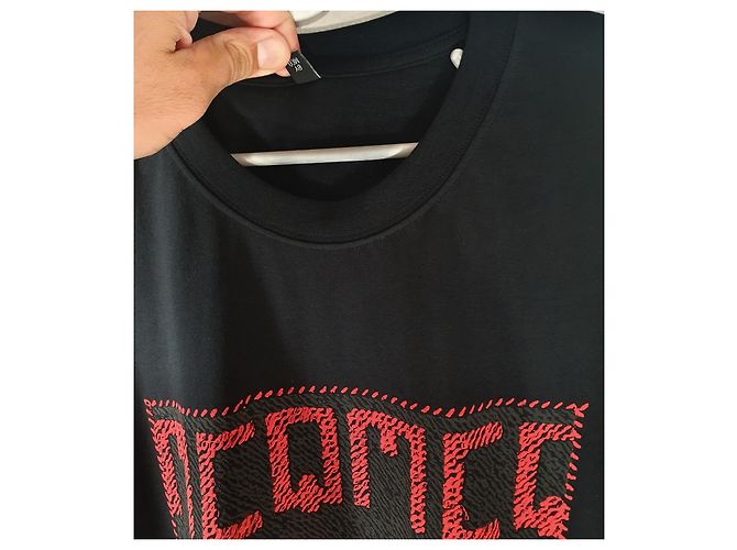 T-shirt Alexander McQueen MCQ nero e rosso in cotone - vista 4