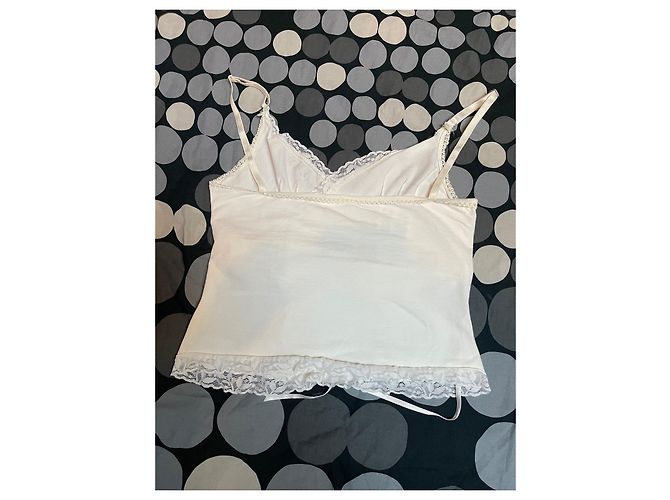 Top avvolgente Dior con paillettes bianco e blu in cotone - vista 12