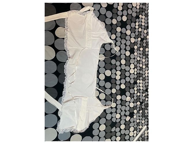 Top avvolgente Dior con paillettes bianco e blu in cotone - vista 6