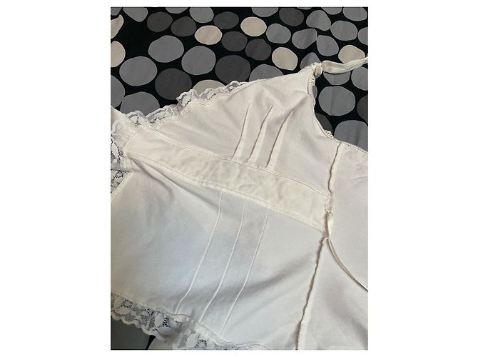 Top avvolgente Dior con paillettes bianco e blu in cotone - vista 7