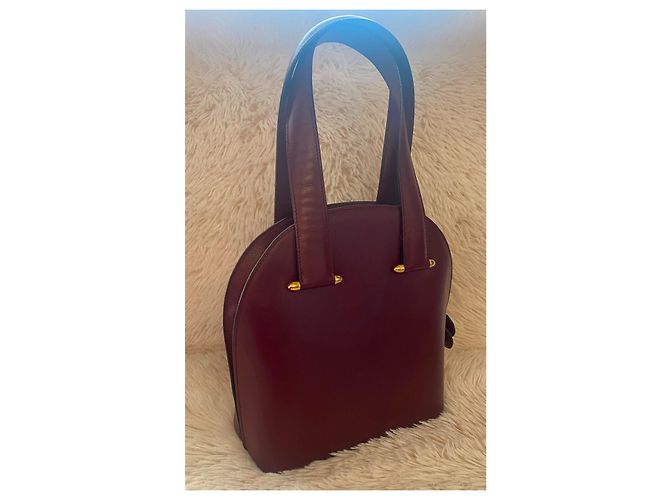 Borsa a mano Cartier in pelle rosso scuro Bordò - vista 2