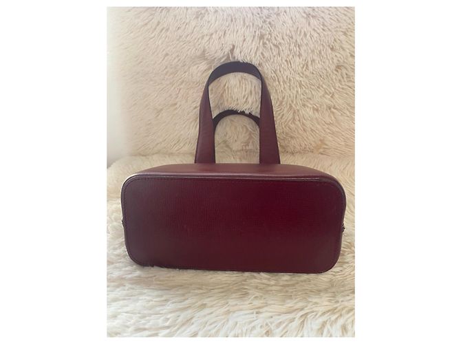 Borsa a mano Cartier in pelle rosso scuro Bordò - vista 3