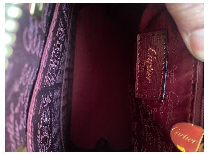 Borsa a mano Cartier in pelle rosso scuro Bordò - vista 6