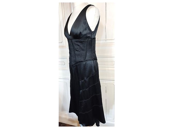 AMANDA WAKELEY DESIGNER KORSETTTES SEIDENKLEID T UK 12 ODER T 38/40 Schwarz - Ansicht 11