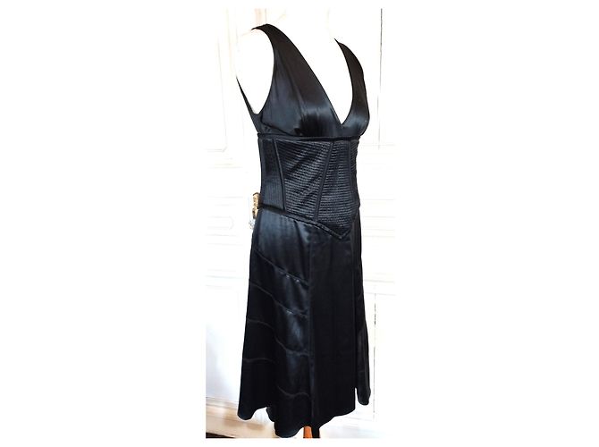 AMANDA WAKELEY DESIGNER KORSETTTES SEIDENKLEID T UK 12 ODER T 38/40 Schwarz - Ansicht 12