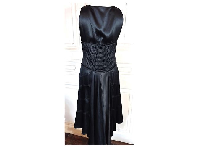 AMANDA WAKELEY DESIGNER KORSETTTES SEIDENKLEID T UK 12 ODER T 38/40 Schwarz - Ansicht 2