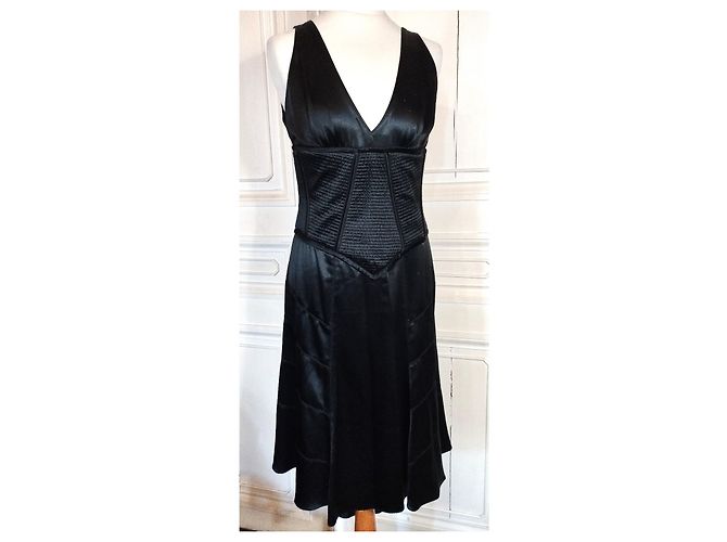 AMANDA WAKELEY DESIGNER KORSETTTES SEIDENKLEID T UK 12 ODER T 38/40 Schwarz - Ansicht 3