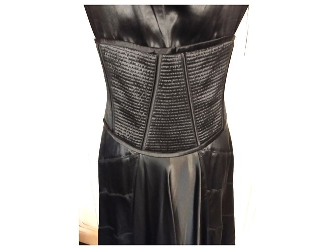 AMANDA WAKELEY DESIGNER KORSETTTES SEIDENKLEID T UK 12 ODER T 38/40 Schwarz - Ansicht 8