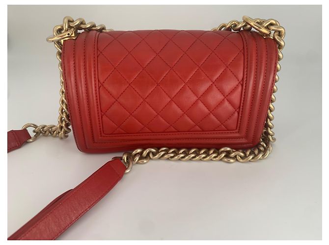 Chanel Mini Boy Tasche Rot Lammleder - Ansicht 2