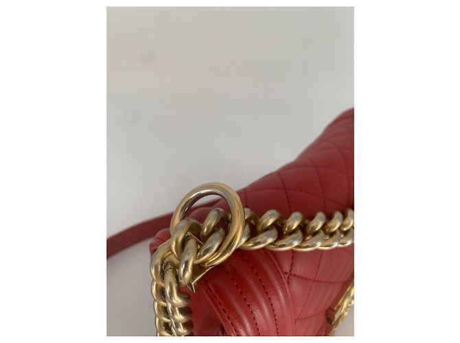 Chanel Mini Boy Tasche Rot Lammleder - Ansicht 3