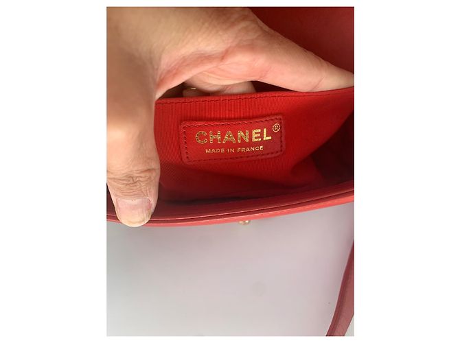 Chanel Mini Boy Tasche Rot Lammleder - Ansicht 9