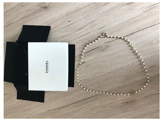 Cambon Chanel Collana in oro con perle bianche, Eccellente stato D'oro - vista 2