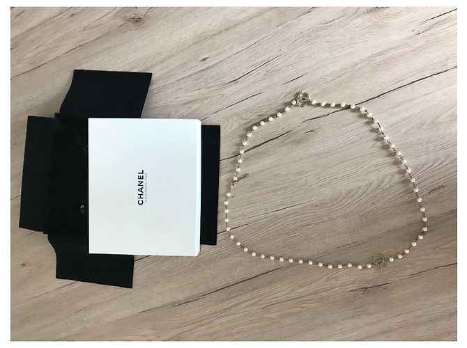 Cambon Chanel Collana in oro con perle bianche, Eccellente stato D'oro - vista 3