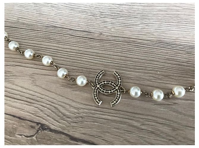 Cambon Chanel Collana in oro con perle bianche, Eccellente stato D'oro - vista 4