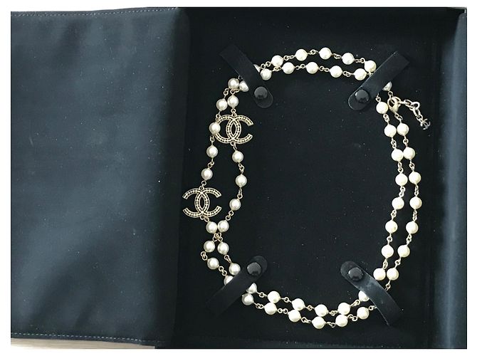 Cambon Chanel Collana in oro con perle bianche, Eccellente stato D'oro - vista 7