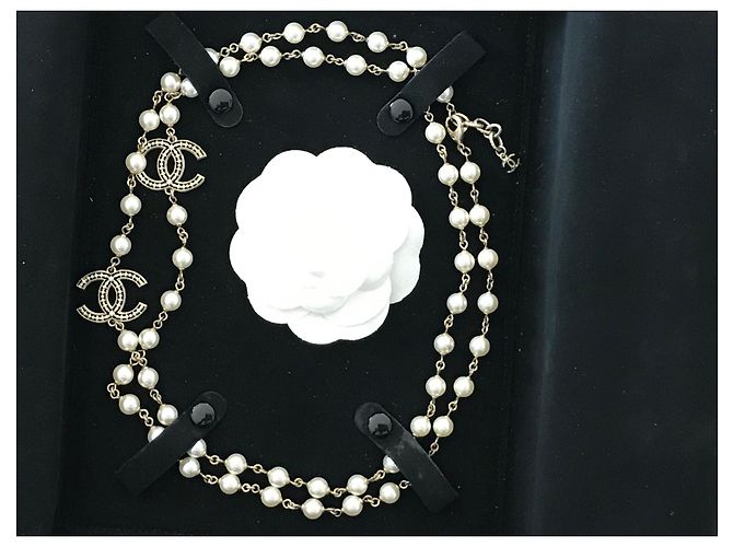 Cambon Chanel Collana in oro con perle bianche, Eccellente stato D'oro - vista 9