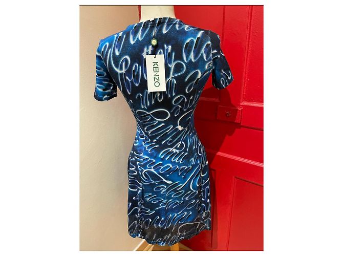 Abito Kenzo Multicolore in Maglia Blu - vista 3