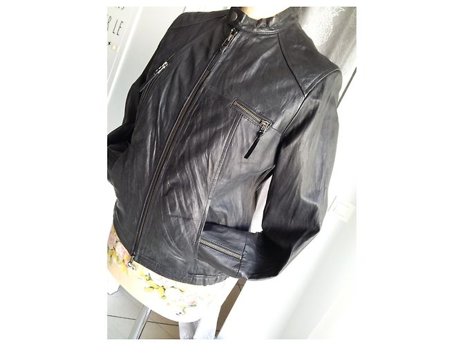 Autre Marque Schwarze Lederjacke Größe 40 - Ansicht 5