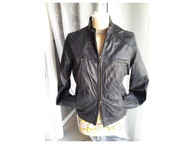 Autre Marque Schwarze Lederjacke Größe 40 - Ansicht 7