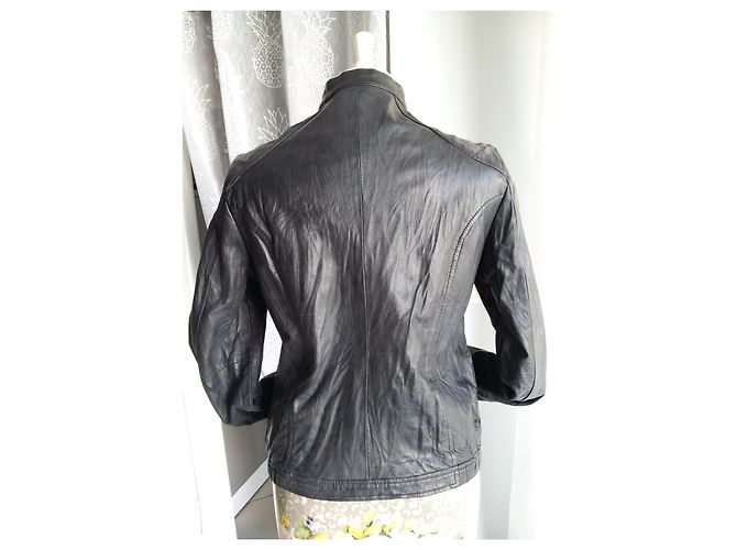 Autre Marque Schwarze Lederjacke Größe 40 - Ansicht 8
