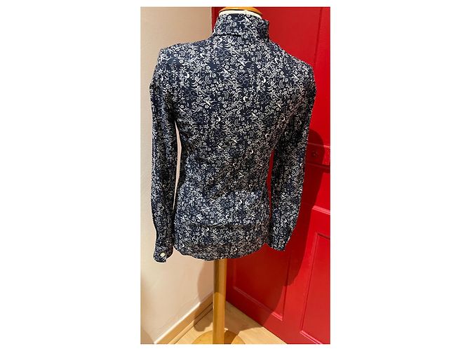 Blusa Cacharel Azul Marino con Flores Blancas Algodón Talla 36 Blanco - vista 3