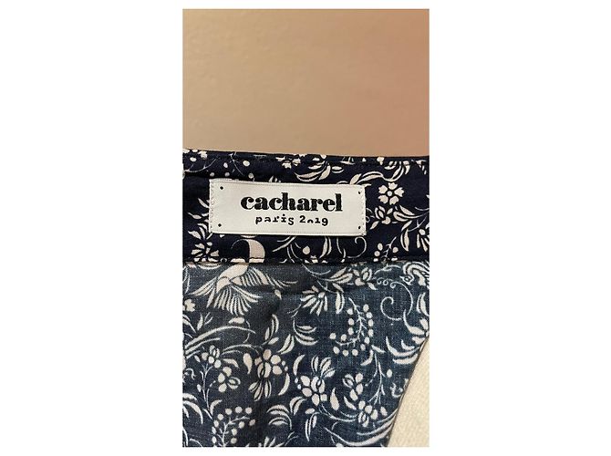 Blusa Cacharel Azul Marino con Flores Blancas Algodón Talla 36 Blanco - vista 5
