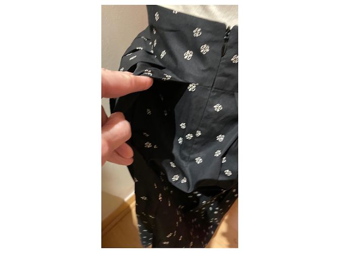 Falda Agnès b. de algodón negra con motivos blancos Negro - vista 4