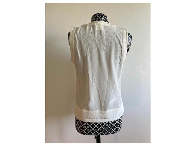 Top Chanel a maniche corte trasparente color eggshell Bianco sporco - vista 2