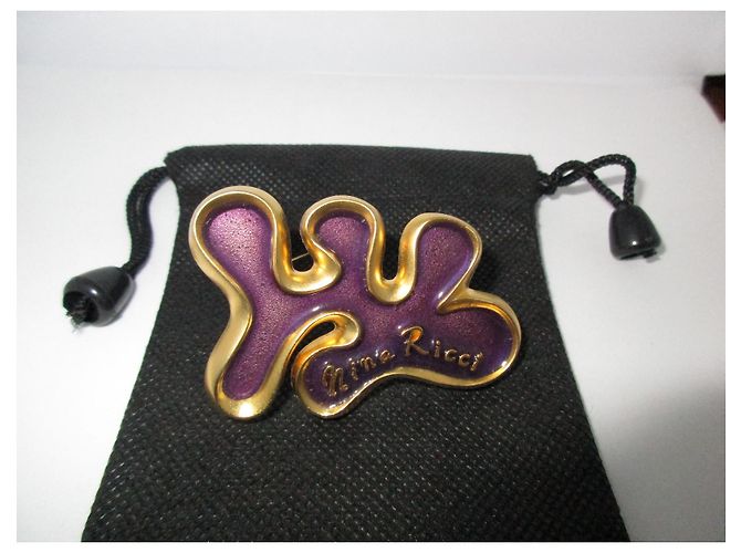 Spilla vintage firmata nina ricci nuova 6X4 Viola scuro - vista 2