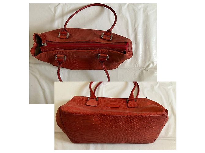 Bolso de hombro Tosca Blu en cuero rojo efecto cocodrilo Roja - vista 3