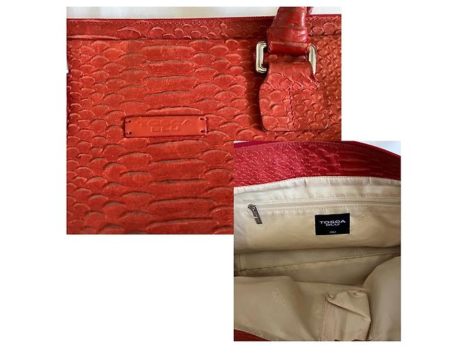 Bolso de hombro Tosca Blu en cuero rojo efecto cocodrilo Roja - vista 5