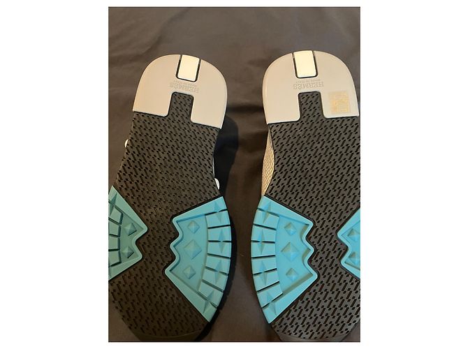 Hermès Sneaker addict Hermes canvas H Grigio - vista 3