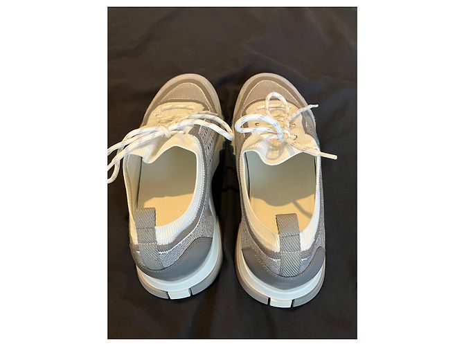 Hermès Sneaker addict Hermes canvas H Grigio - vista 4