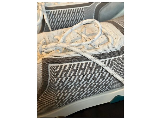 Hermès Sneaker addict Hermes canvas H Grigio - vista 6