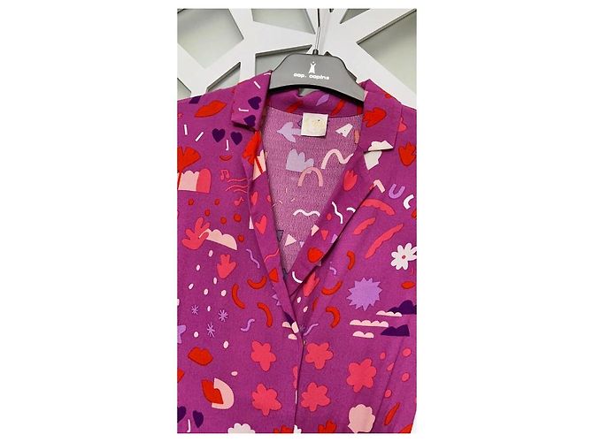 Vestido estampado Des Petits Hauts de viscosa morado fucsia Púrpura - vista 2