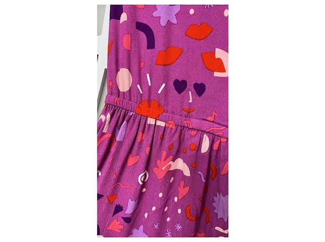 Vestido estampado Des Petits Hauts de viscosa morado fucsia Púrpura - vista 3