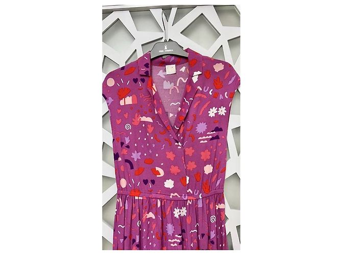 Vestido estampado Des Petits Hauts de viscosa morado fucsia Púrpura - vista 5