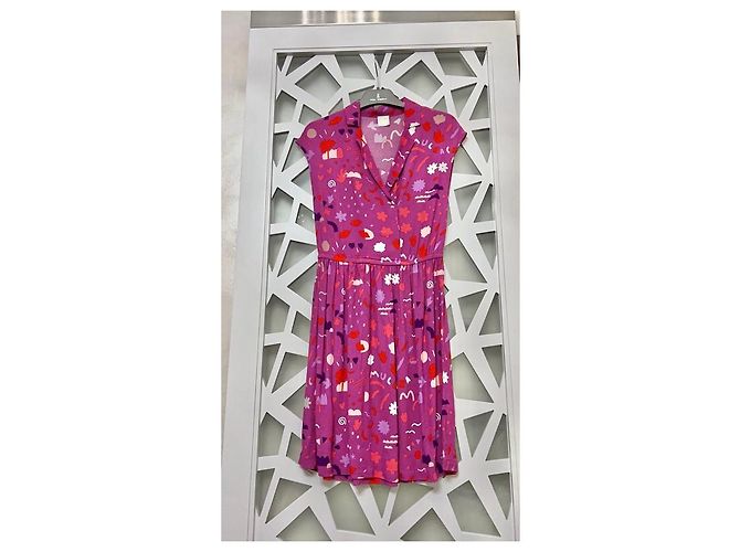 Vestido estampado Des Petits Hauts de viscosa morado fucsia Púrpura - vista 6
