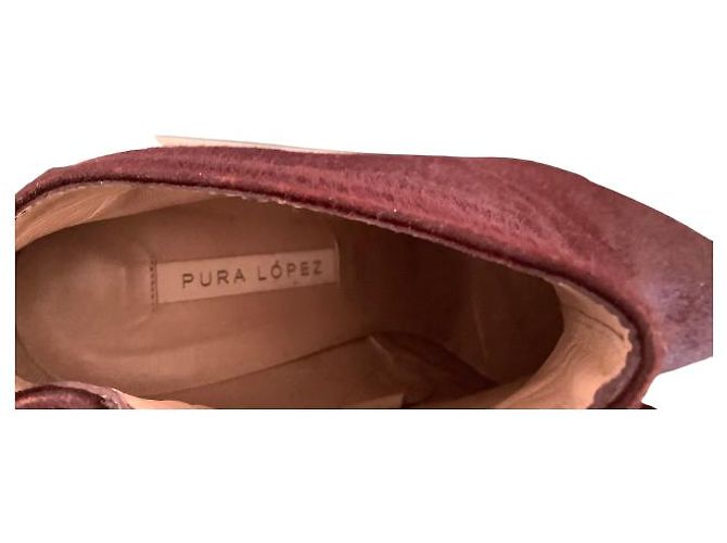 Botas Pura Lopez de piel de becerro estilo potro Burdeos - vista 6