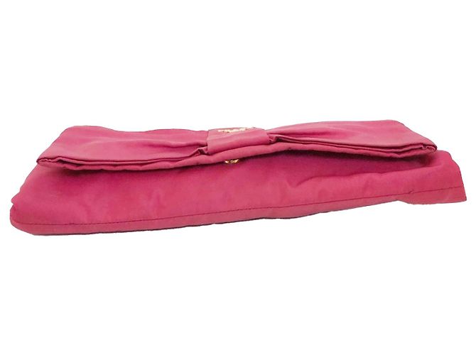Bow Clutch Prada Pink Fiocco Laço Tessuto - vista 4