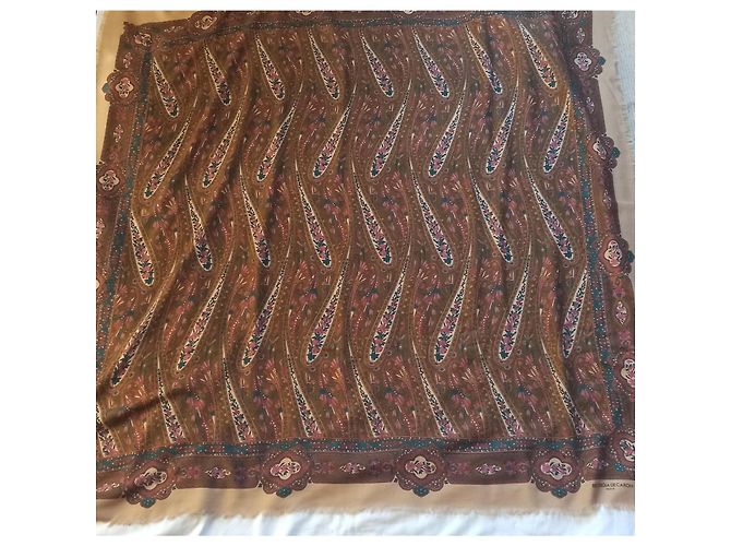 Autre Marque Sciarpa in seta e lana BELLOGGIA DE CARON 135x135 cm Multicolore - vista 8