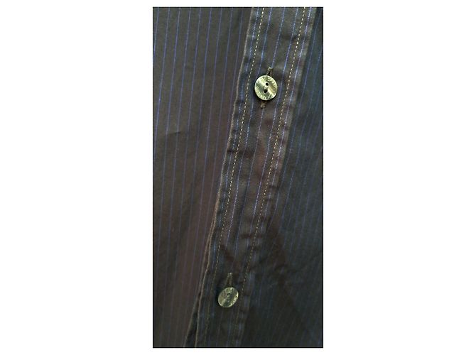 Camisa Dolce & Gabbana Gold Series Preta com Listras Azuis Algodão M Preto - vista 2
